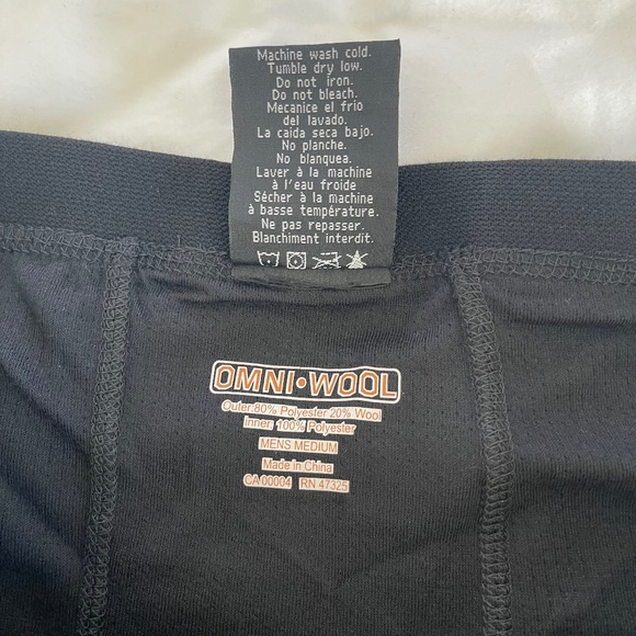 Omni Wool Insulated Base Layer Men's Medium Weight Pants With Fly Outdoor Black - Picture 6 of 6